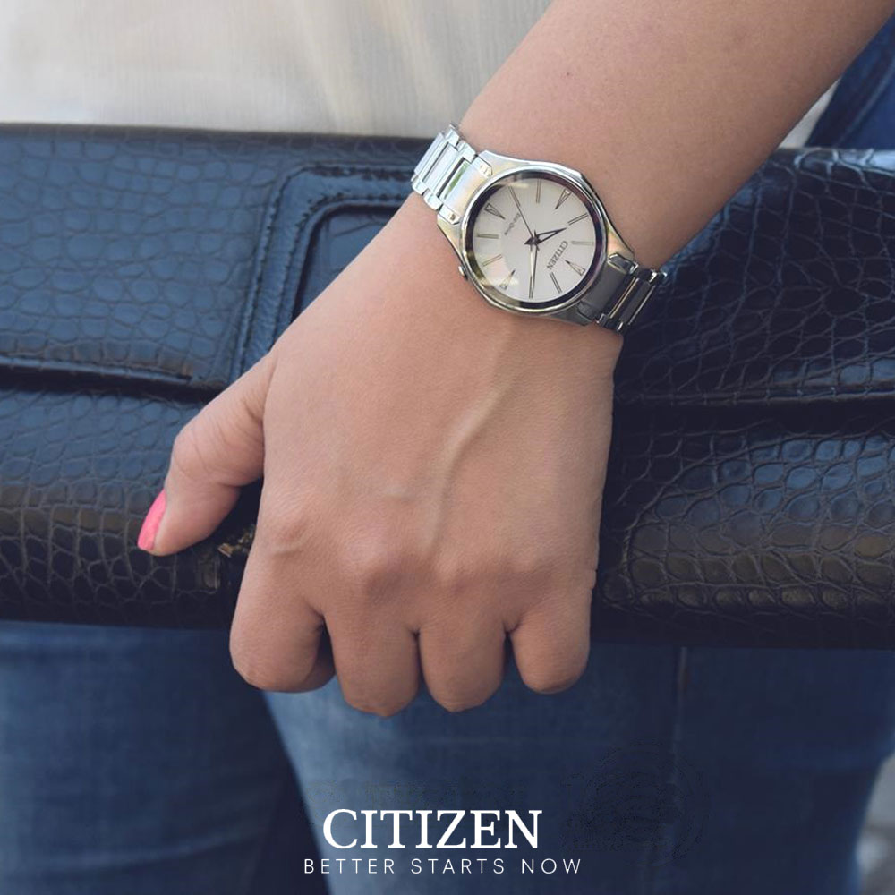 Đồng Hồ Nữ Citizen Dây Thép Không Gỉ EM0597-80A - Mặt Trắng