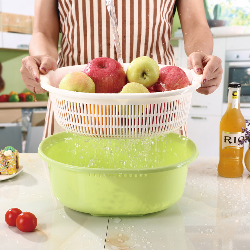 Bộ 3 rổ nhựa trắng 5,3L đựng thực phẩm nhà bếp tiện lợi - Hàng nội địa Nhật