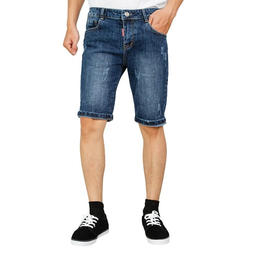 Quần Bò Ngắn Nam Short Jean Wash Bạc Không Nhăn Có Big Size