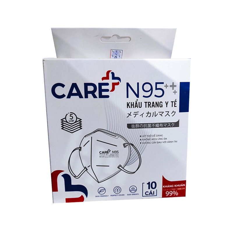 [CHÍNH HÃNG] Khẩu trang y tế cao cấp 5 lớp care+ N95 (10 cái/hộp)