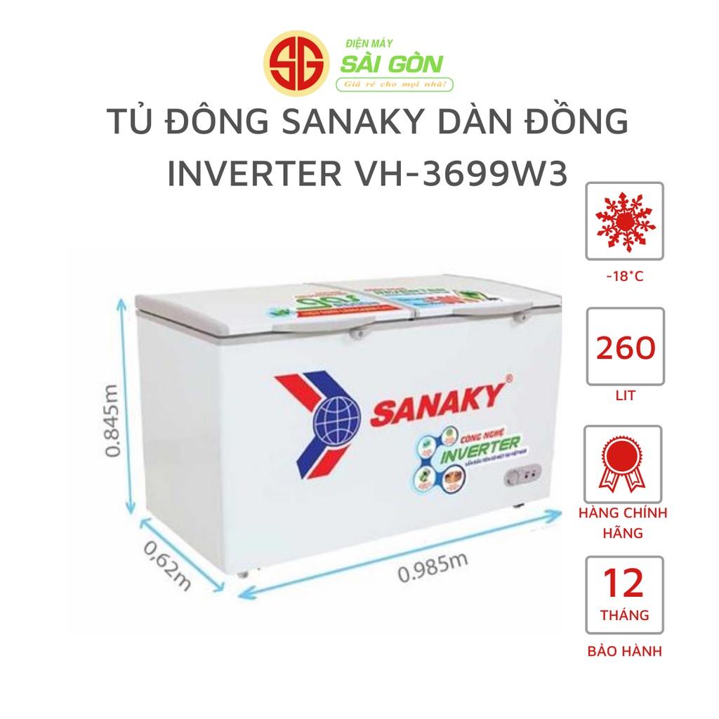 Tủ đông Sanaky 260 lít dàn đồng inverter VH-3699W3 _ HÀNG CHÍNH HÃNG Chỉ giao ở Hồ Chí Minh