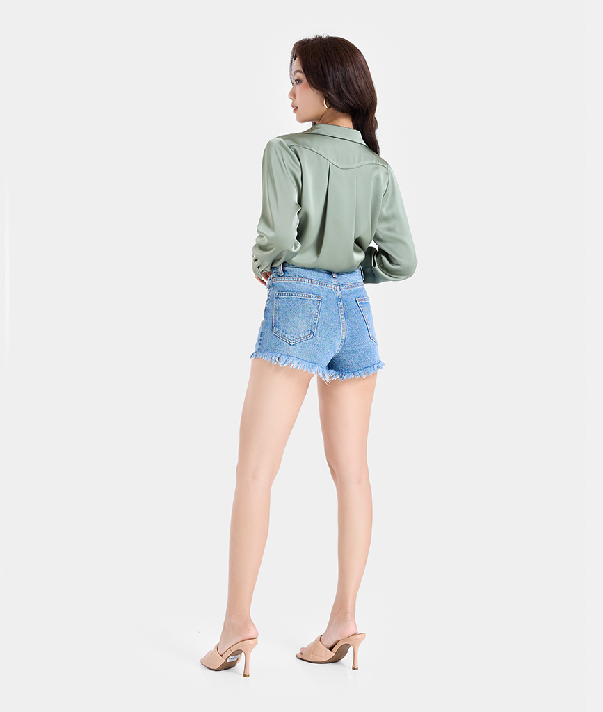 Quần Short Nữ Thời Trang HNOSS Jeans Lai Tua Rua HNQSH015