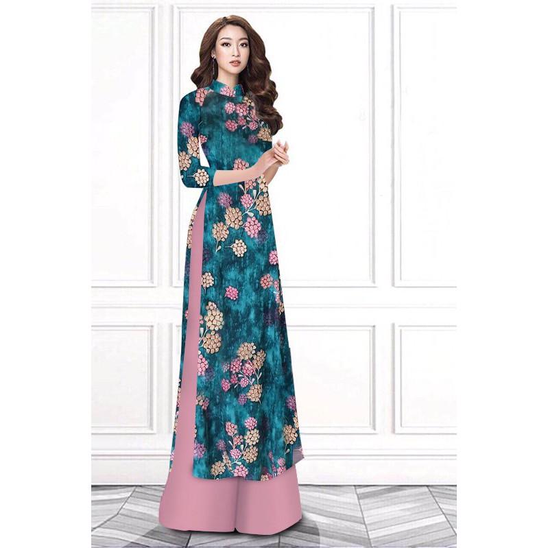 GIÁ XƯỞNG - Áo dài truyền thống lụa nhũ in 3D BỘ