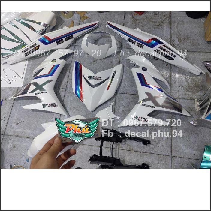 Tem rời Exciter 150 BMW Crom xe trắng