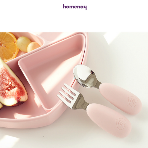 Set muỗng nĩa siêu dễ thương an toàn cho bé - Thương hiệu Loveat Hàn Quốc
