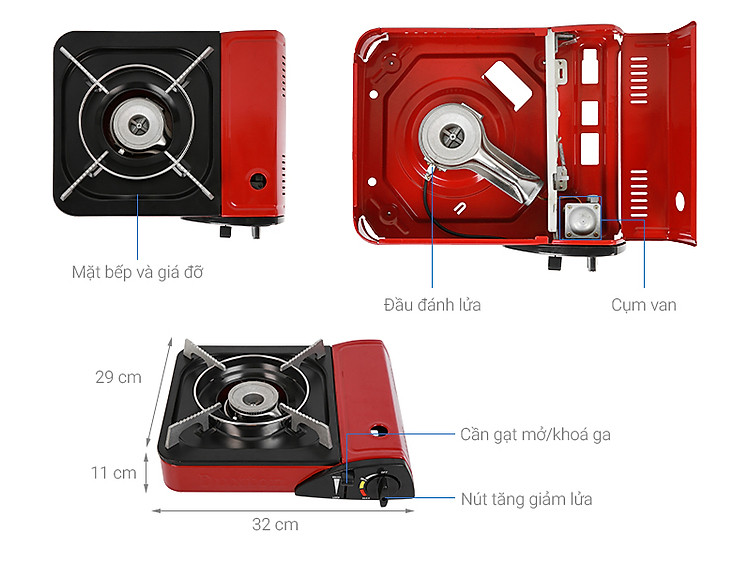 Bếp Gas Du Lịch Mini - Màu Ngẫu Nhiên - Hàng Chính Hãng