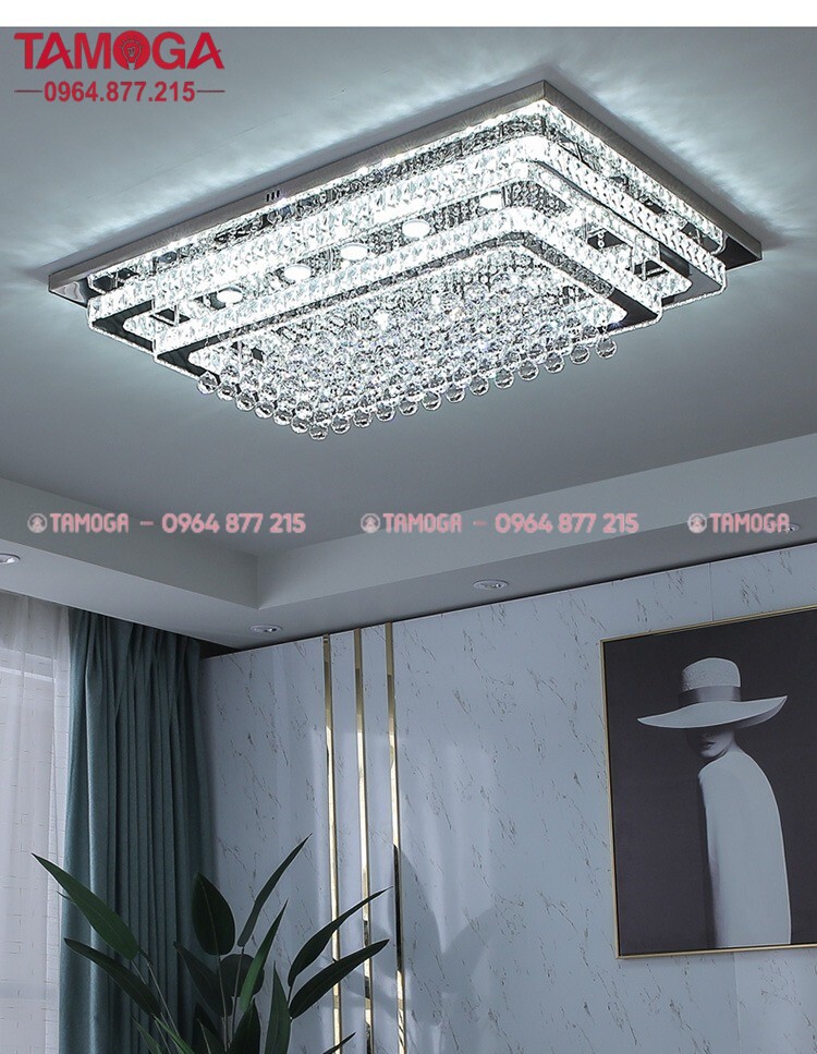 Đèn Led ốp trần pha lê D1200mm 3 chế độ ánh sáng TAMOGA 0906