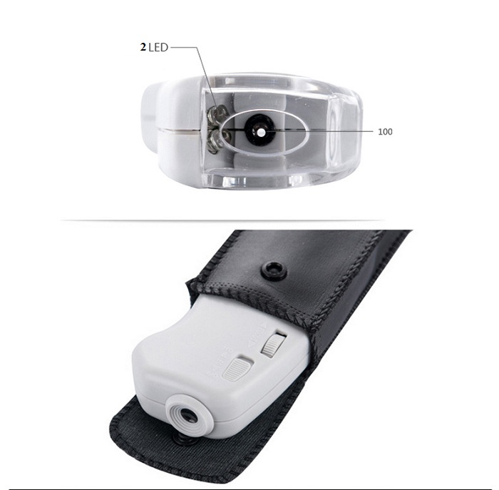 Kính lúp 100X mini cầm tay có đèn V3