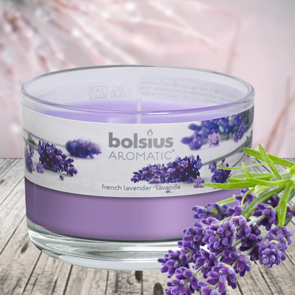 Ly nến thơm tinh dầu Bolsius French Lavender 155g QT024878 - hoa oải hương, nến trang trí, thơm phòng, thư giãn, khử mùi