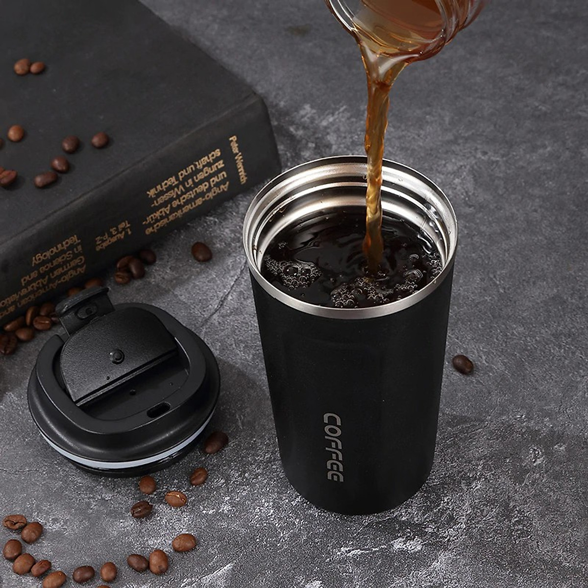 Ly Giữ Nhiệt COFFEE Inox 304 Dung Tích 510ml Cao Cấp Kiểu Dáng Hàn Quốc Cầm Tay Sang Trọng - Chính Hãng