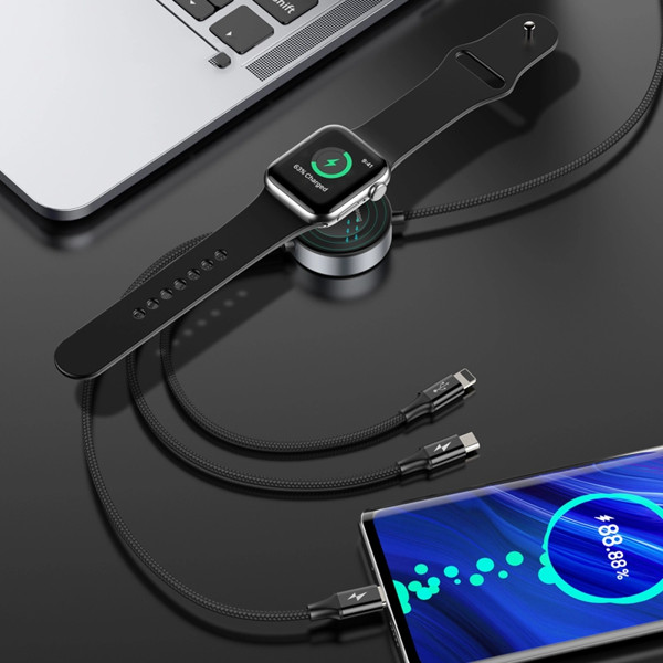 Cáp sạc 3 đầu tích hợp sạc không dây cho Apple Watch Baseus Star Ring Series 4 in 1 Wireless Charging Cable - Hàng chính hãng