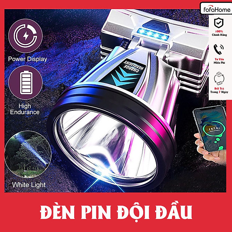 Đèn Pin Siêu Sáng Đèn Pin Đội Đầu Siêu Sáng Chiếu Sáng Chuyên Dụng Cho Chạy Bộ Cắm Trại Soi Đêm