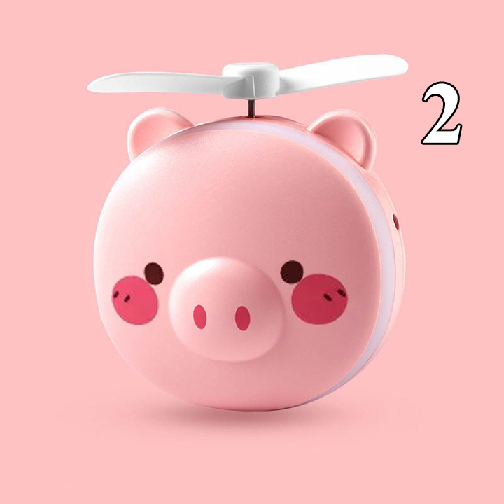 Quạt usb mini hình thú kèm gương và đèn led