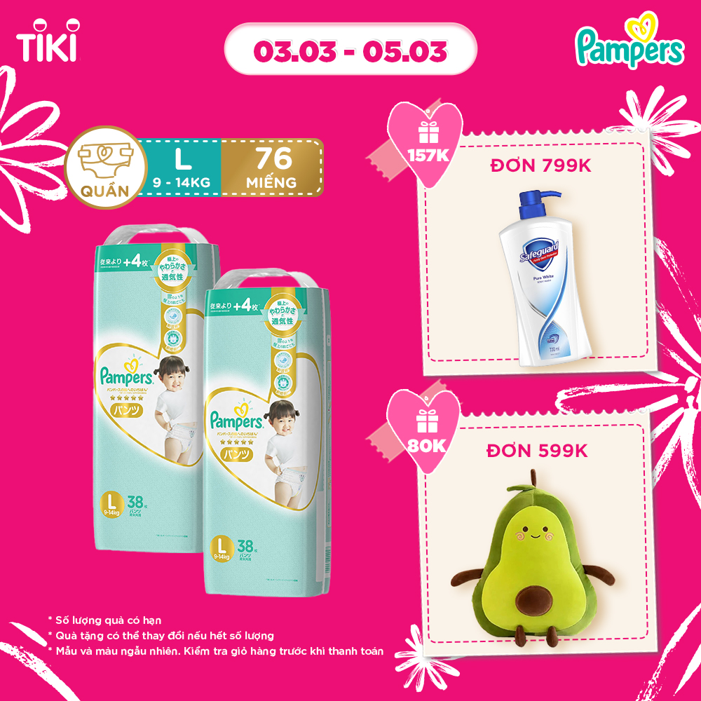 Combo 2 Gói Tã/Bỉm Quần PAMPERS Nội Địa Cao Cấp Nhật Bản M48/L38/XL36 x2