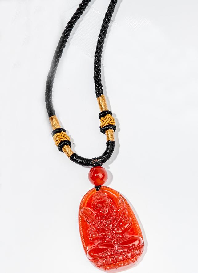 Mặt Dây Chuyền Hư Không Tạng Bồ Tát Đá Mã Não Đỏ  Ngọc Quý Gemstones