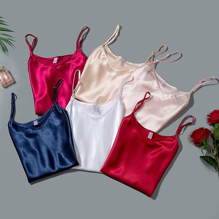 Váy ngủ hai dây đơn giản màu xanh dương có thể mặc lót trong