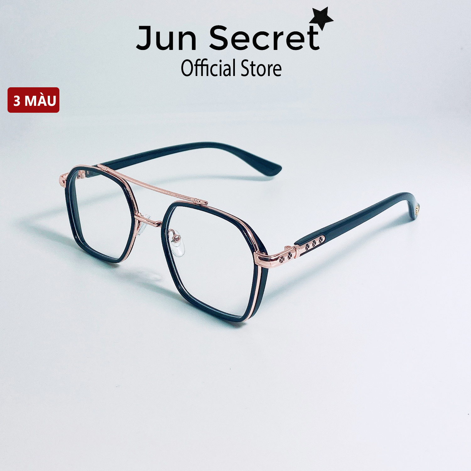 Mắt kính thời trang cao cấp Jun Secret gọng nhựa kiểu kính hình lục giác độc lạ dành cho nam và nữ JS6029