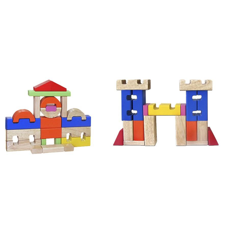 Đồ chơi gỗ Bộ xếp hình lâu đài | Winwintoys 66152 | Phát triển tư duy logic và màu sắc, hình học cơ bản