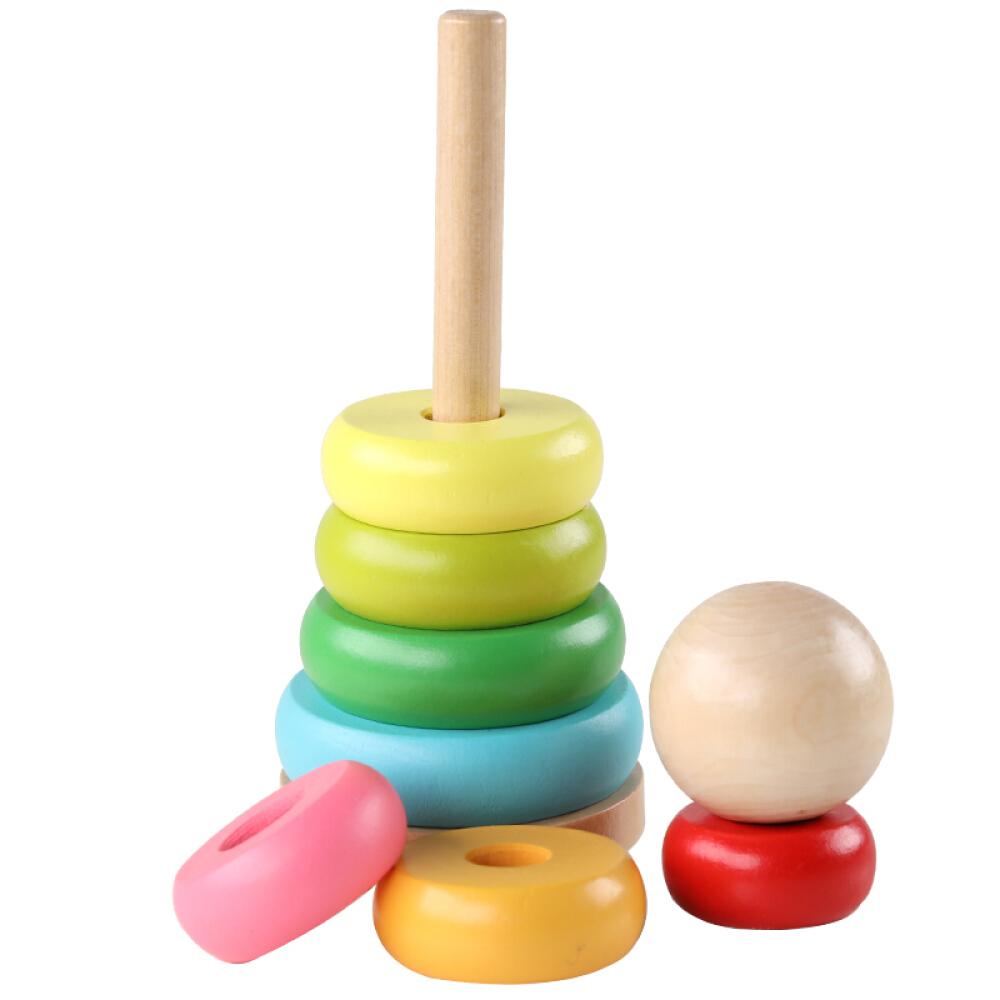Rainbow Tower Ring Colored Kids Stacking Game Stacking Rings for Baby Boys