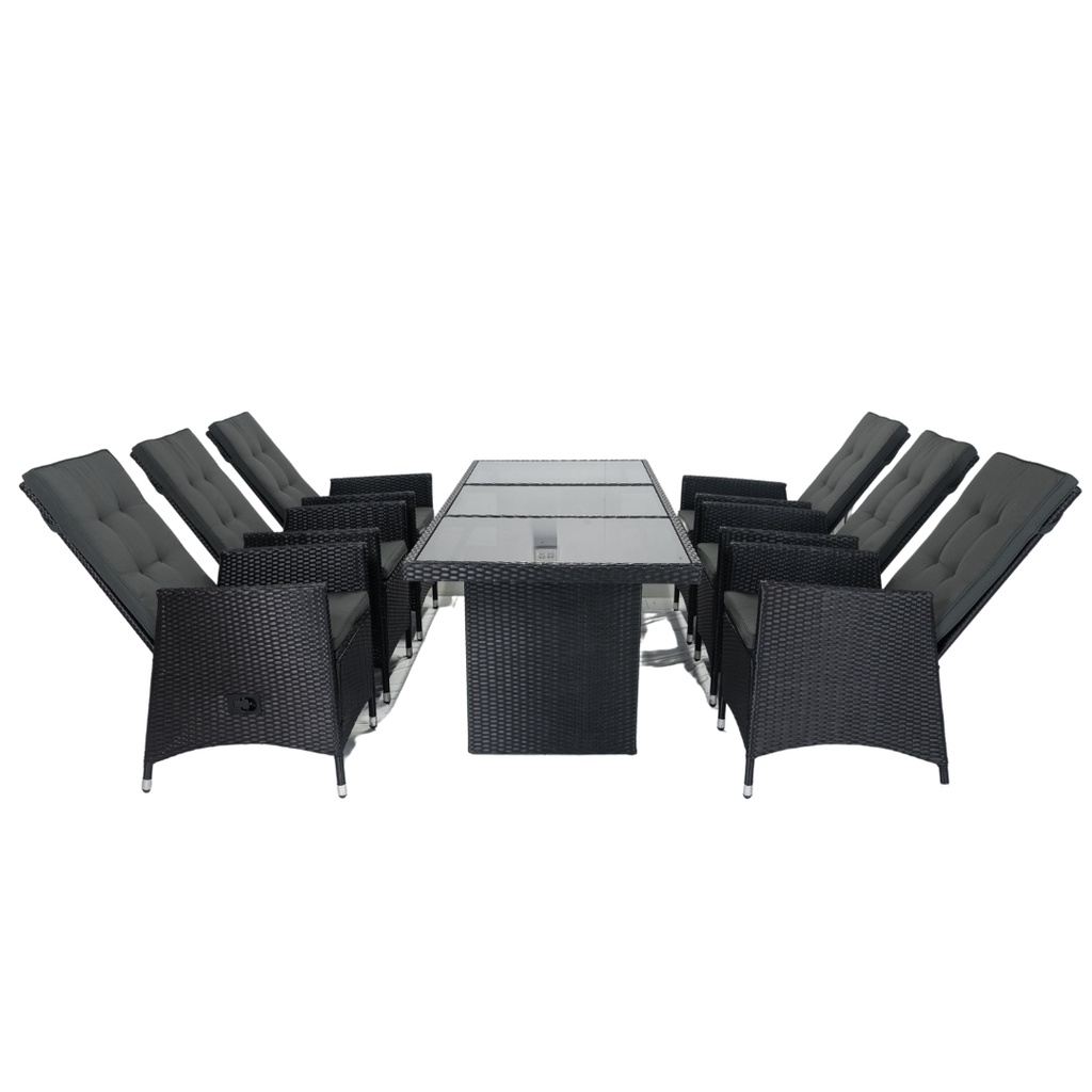 WEGO Bộ bàn ăn 6 người ngồi điều chỉnh/ Bộ sofa ngoài trời/ Bộ bàn ghế tựa lật - Outdoor furniture 7 seater with adjustable chair - dinning sofa set - wicker sofa