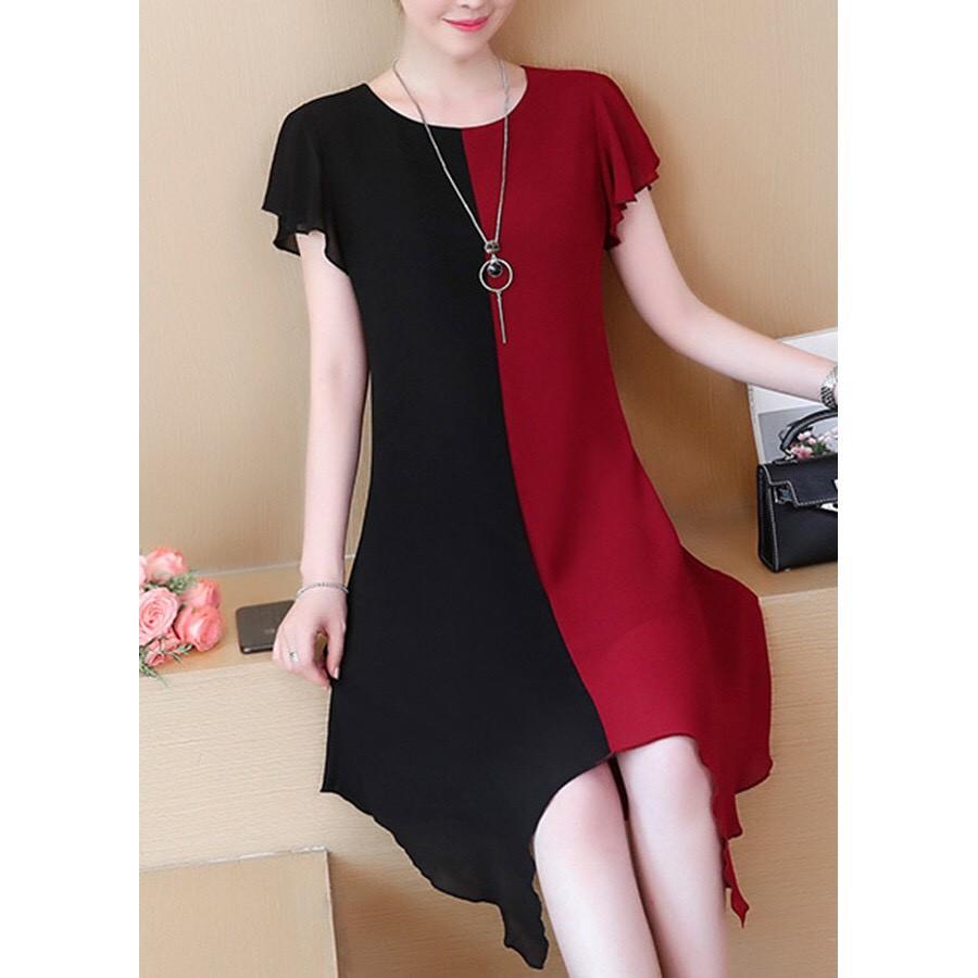 ️Có Big Size️Đầm Dự Tiệc Vải Voan Dáng Suông Trẻ Trung Sang Trọng