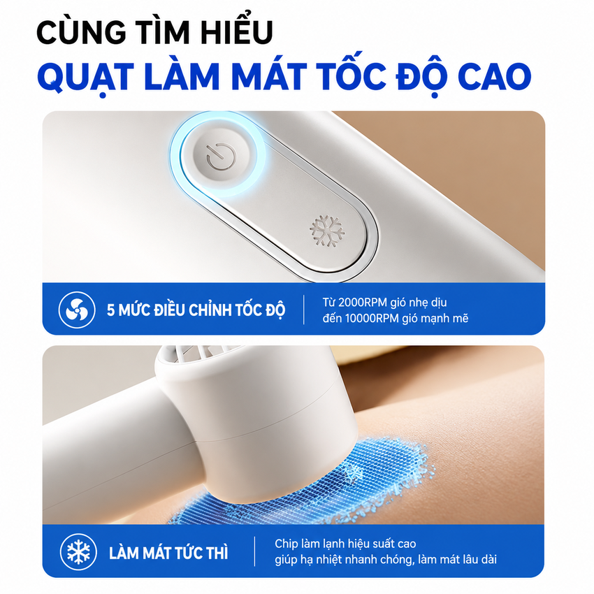 Quạt mini cầm tay USB 5 cấp độ gió, pin 3000mAh thương hiệu Hà Lan cao cấp Philips ACR2124PPF ACR2124MPF serial 2000 - Hàng nhập khẩu