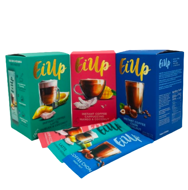 EiUp Cà Phê Hoà Tan Latte Sầu Riêng Dừa  hộp 12 gói