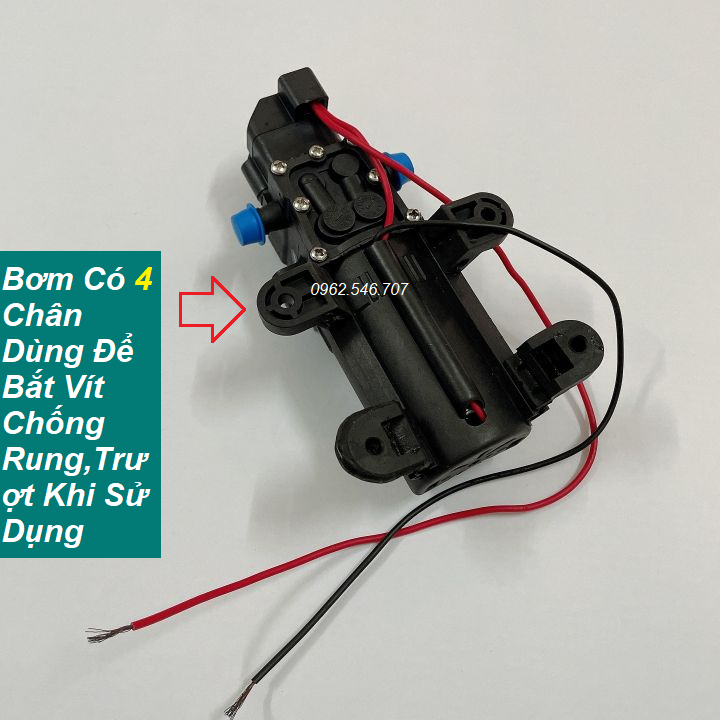 Bơm phun sương 12v tự động ngắt khi khóa đầu vòi ứng dụng rộng rãi trong phun sương tưới lan, rửa máy lạnh, rửa xe, máy bơm phun sương 12v bơm tăng áp mini 12v