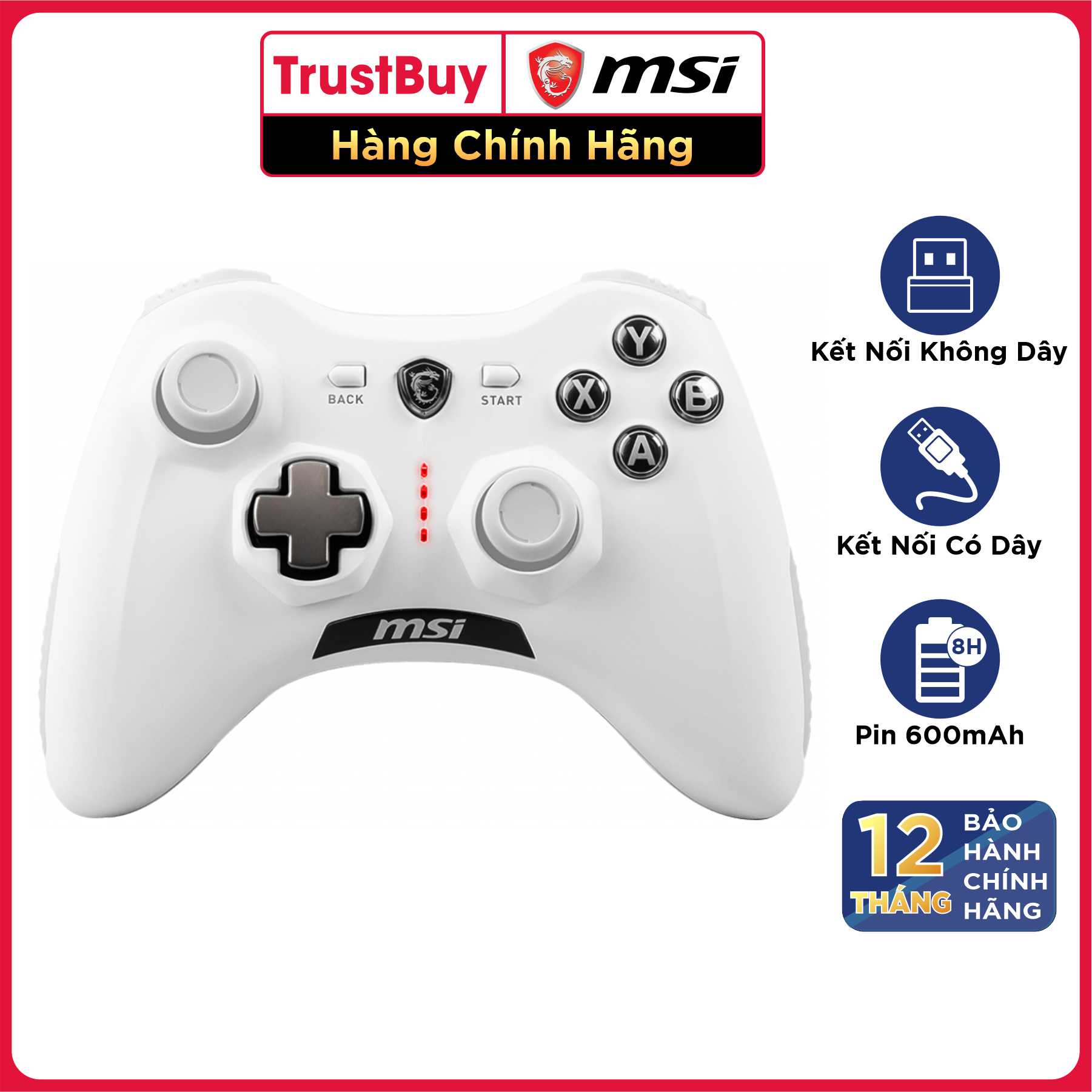 Tay Cầm Chơi Game Không Dây MSI Force GC30 V2 Dây Dài 2M, Tương Thích PS4, PC Laptop Windows, Điện Thoại Máy Tính Bảng Android - Hàng Chính Hãng