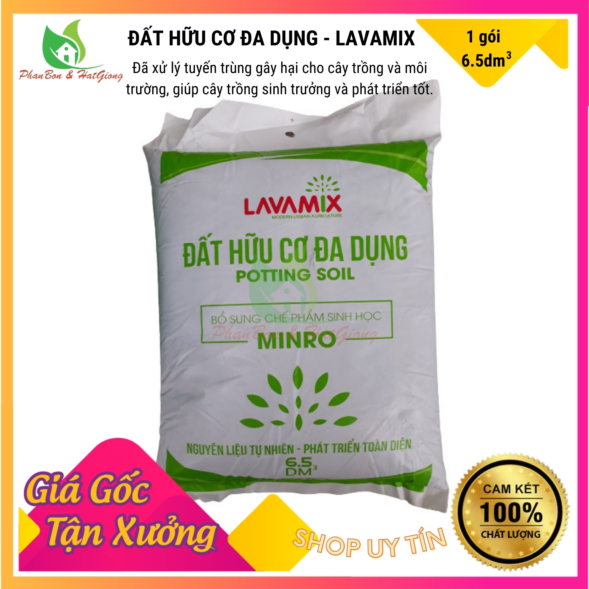 Đất Sạch Đất Hữu Cơ Đa Dụng Lavamix Trồng Rau Và Hoa Kiểng 6.5dm3 [2.5 -3kg] - Shop Phân Bón và Hạt Giống