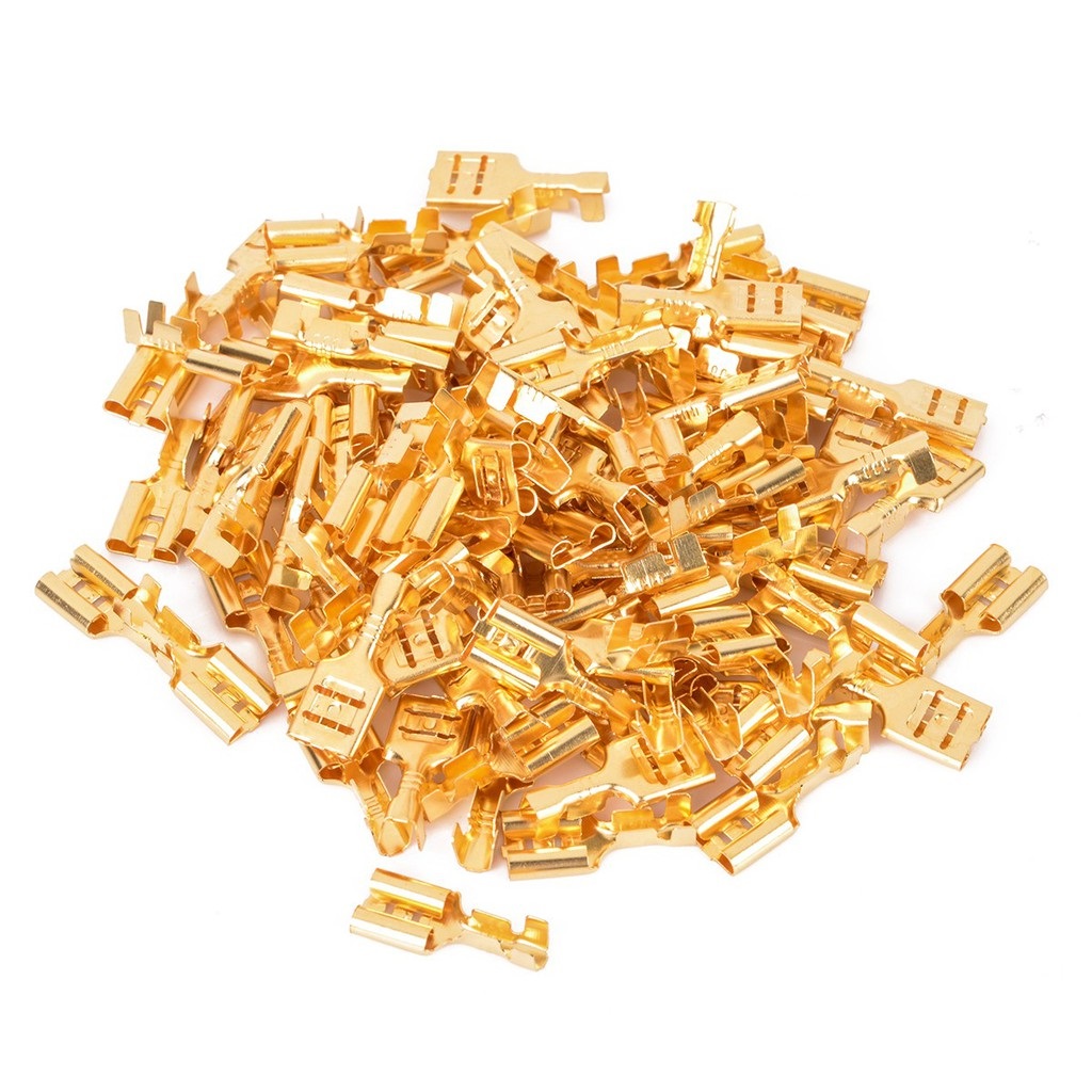 Set 100 đầu nối dây điện 6.3mm bằng đồng cho dây loa Xe Hơi , Ô tô
