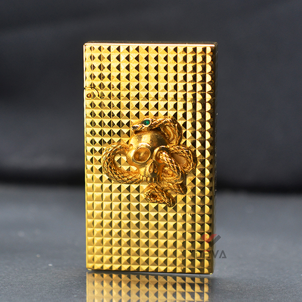 Vỏ Hột Quẹt Bật Lửa Xăng Đá Upon DX01 Họa Tiết Ô Vuông Nổi 3D Đẹp Độc Lạ - Dùng Xăng Bấc Đá Cao Cấp