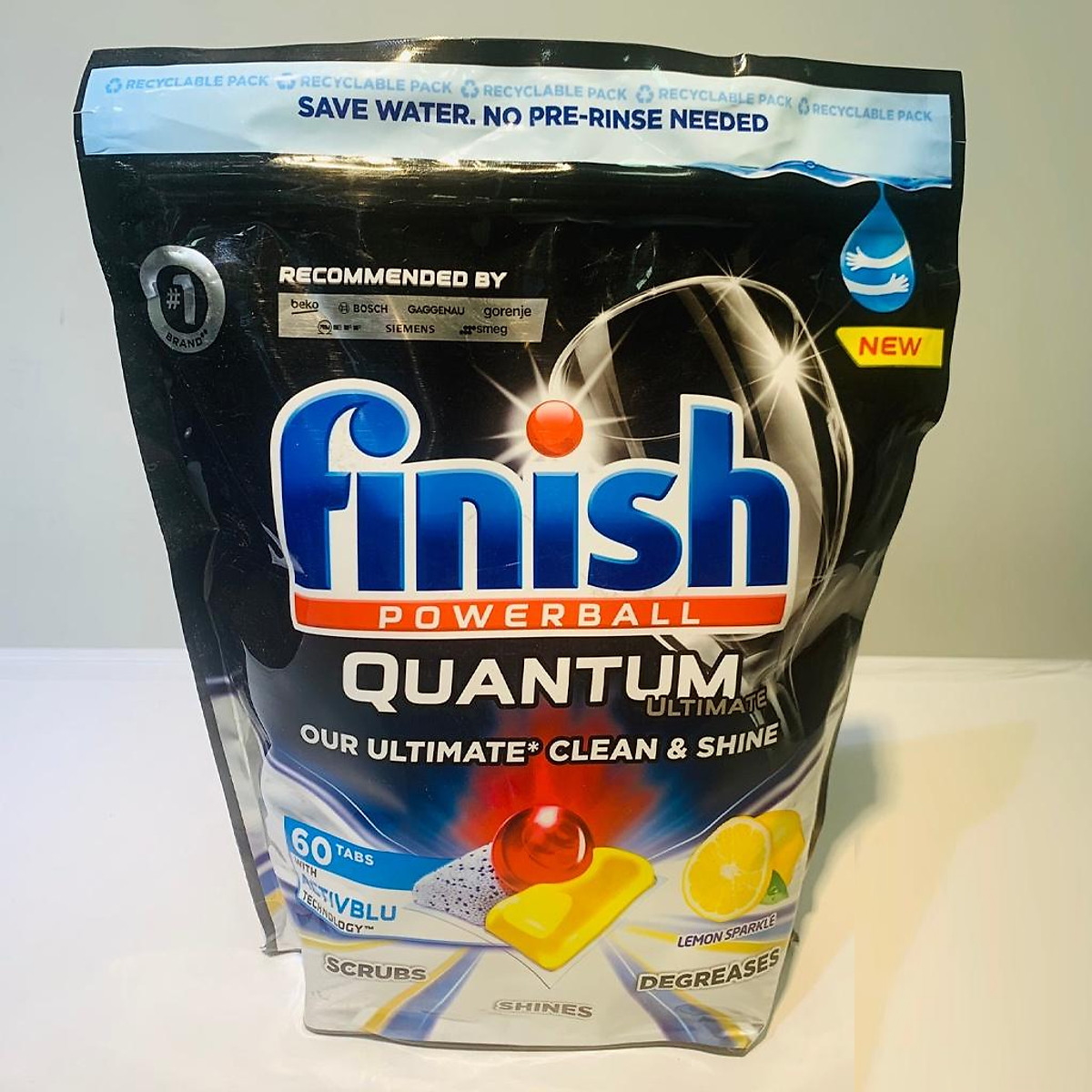 Viên rửa Finish Eco 0%  Finish Quantum Ultimate Pro 0% 48 viên dùng cho máy rửa chén bát