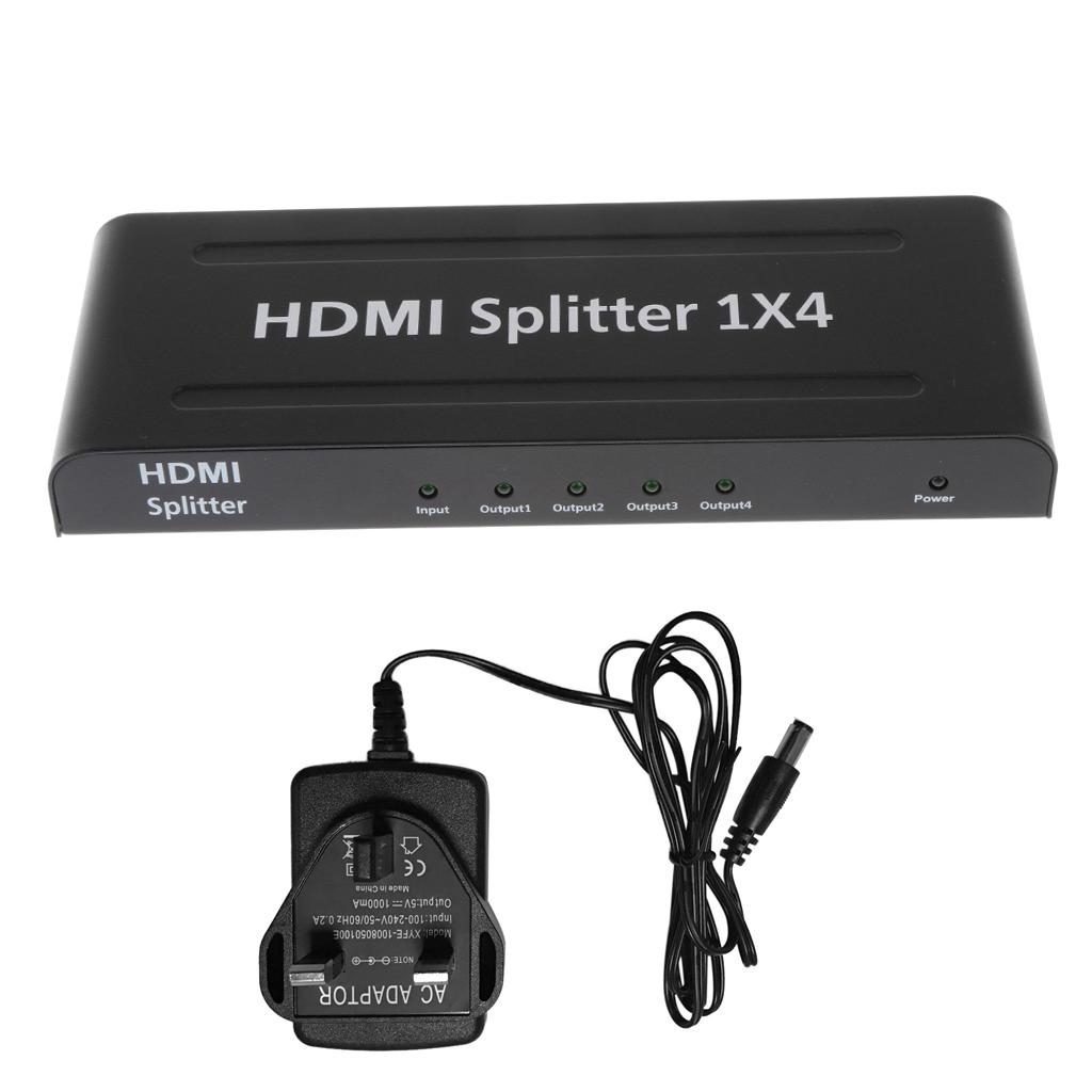 1x4 HDMI Divider Full HD 4Kx2K and 3D Resolution Fits UK power