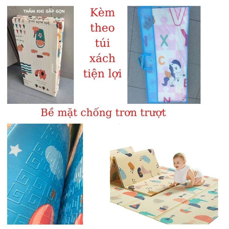 Thảm Xốp Xpe trải sàn Gấp Gọn cho Bé Và Gia Đình , 2 Mặt chống thấm chống trơn , kích thước chuẩn 1m8x 2m