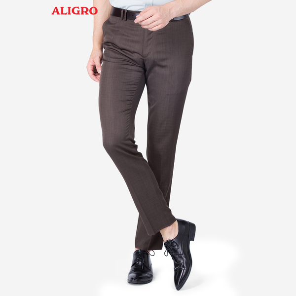 Quần âu nam ALIGRO màu nâu bò, chuẩn form slimfit vải nano cao cấp, tôn dáng, thoáng mát ALGO1013