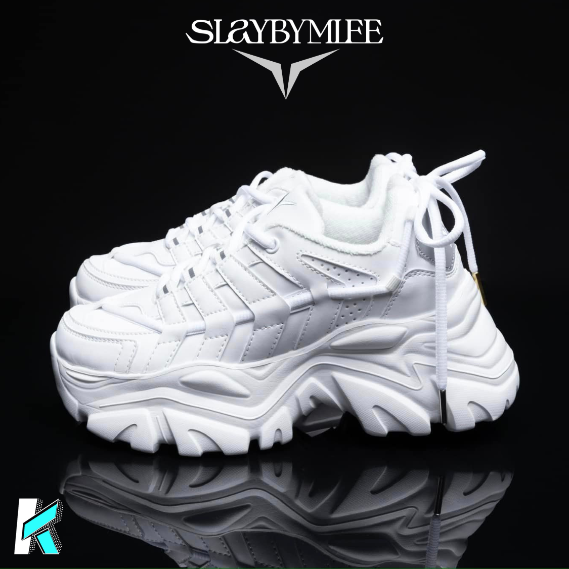 Giày đế cao SLAY BY MLEE, Sneaker Chunky All - White, Hàng chính hãng cao cấp