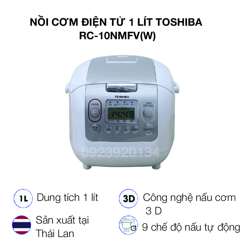 Nồi cơm điện tử 1 lít Toshiba RC-10NMFV(W)