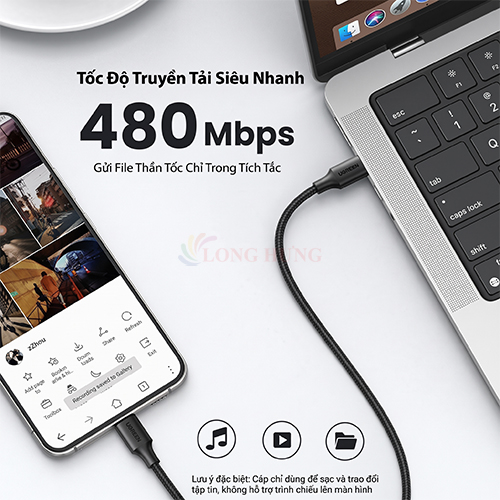 Cáp USB Type-C to Type-C Ugreen 3A 1.5m 60W 50998 - Hàng chính hãng