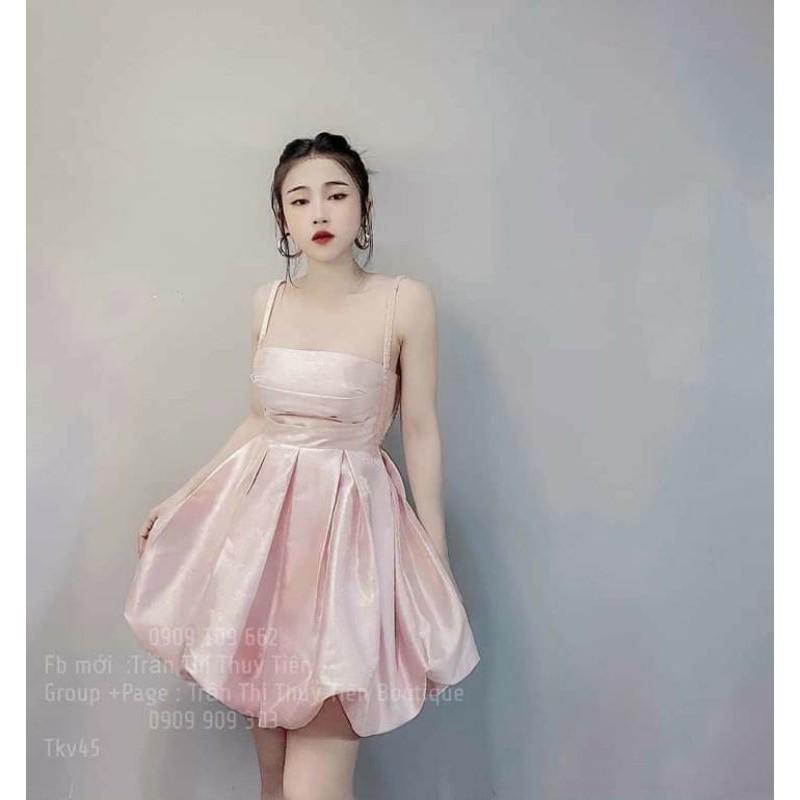 Đầm xòe 2 dây kết đá