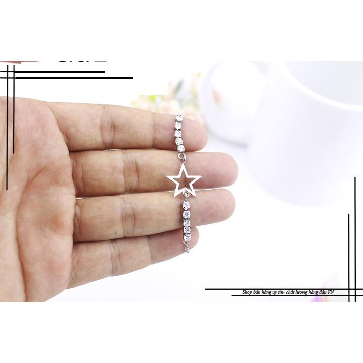 Lắc tay inox nữ kèm phụ kiện ngôi sao thời trang thép không gỉ- LTQC11