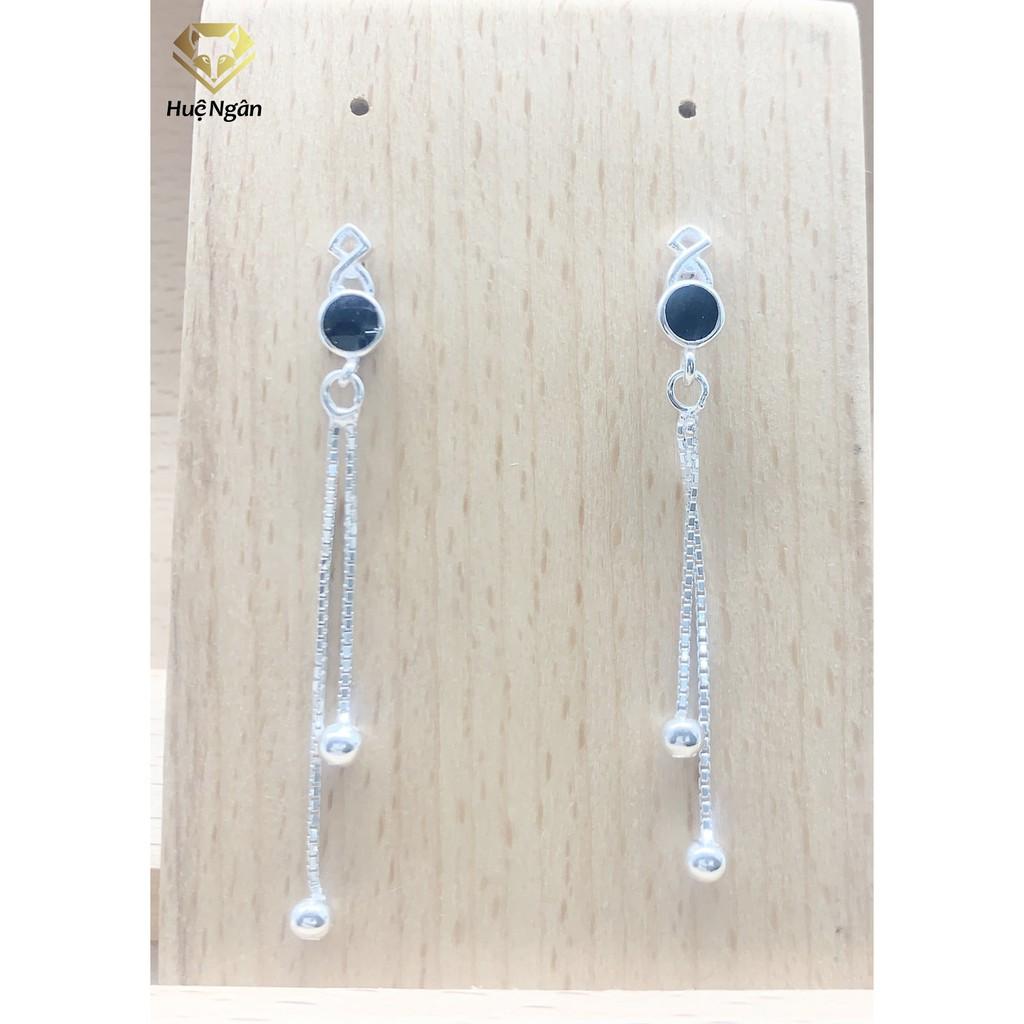 Bông tai bạc Ý 925 Huệ Ngân - Vô cực dáng dài ZCE15107