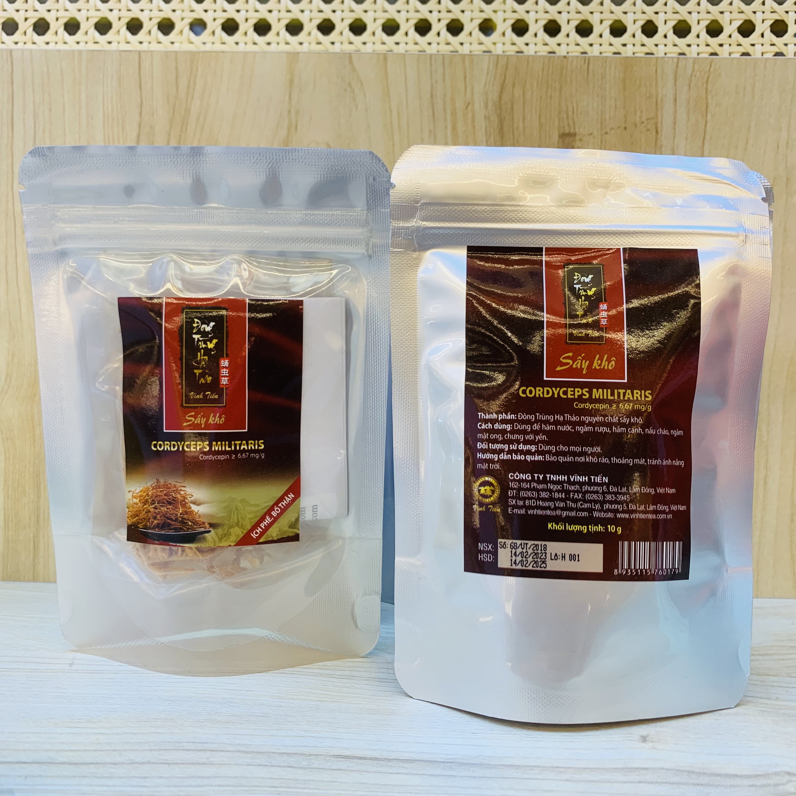 Nấm Đông Trùng Hạ Thảo Vĩnh Tiến Nguyên Chất Sấy Khô Hộp 10g - Cordyceps Militaris