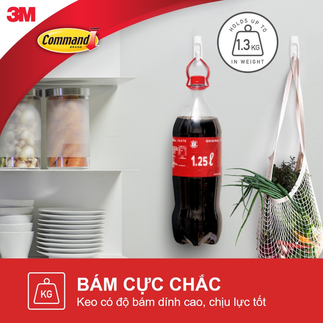 Bộ 6 Móc dán tường Command 3M cỡ vừa chịu lực 1.3kg - Gói ưu đãi, độ bền cao, bám cực chắc, tháo cực dễ, không khoan đục, không bong tróc, không gây hại bề mặt 17101 - 6VP