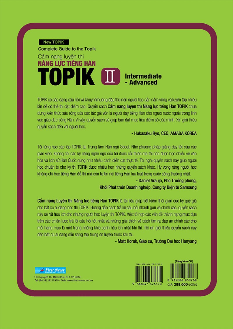 Cẩm Nang Luyện Thi Năng Lực Tiếng Hàn Topik II Intermediate - Advanced