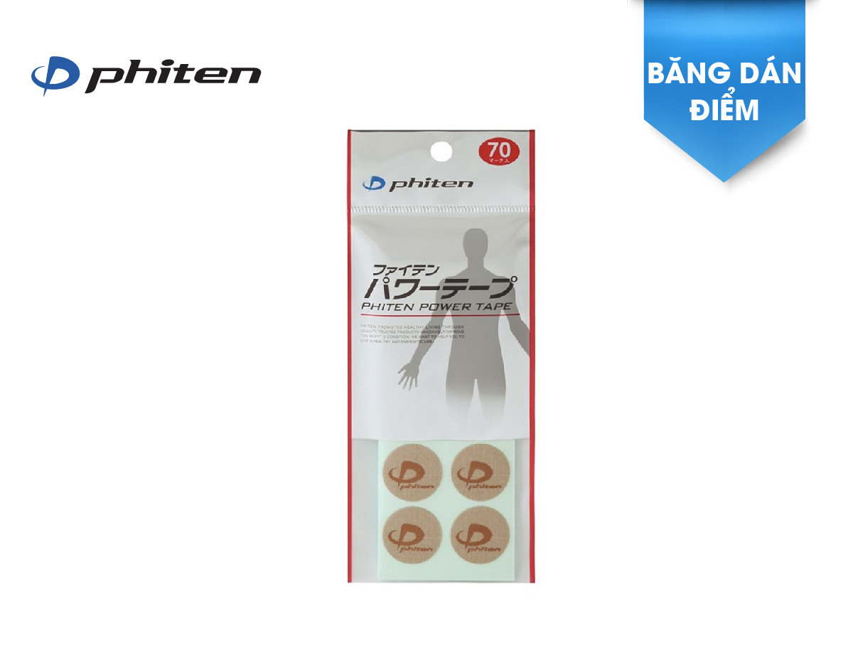 Miếng dán giảm đau Phiten titanium power tape (70 miếng) PT610000 hỗ trợ vận động, giảm đau vai gáy, đau khớp