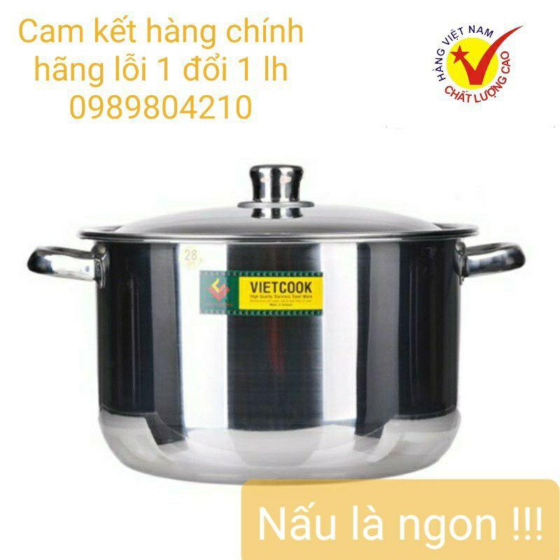 NỒI LUỘC GÀ,NỒI INOX CAO CẤP Đáy Từ SIZE 28,30,32 VIETCOOK,NỒI 10 LIT, 12L,15L(CHINH HÃNG VN