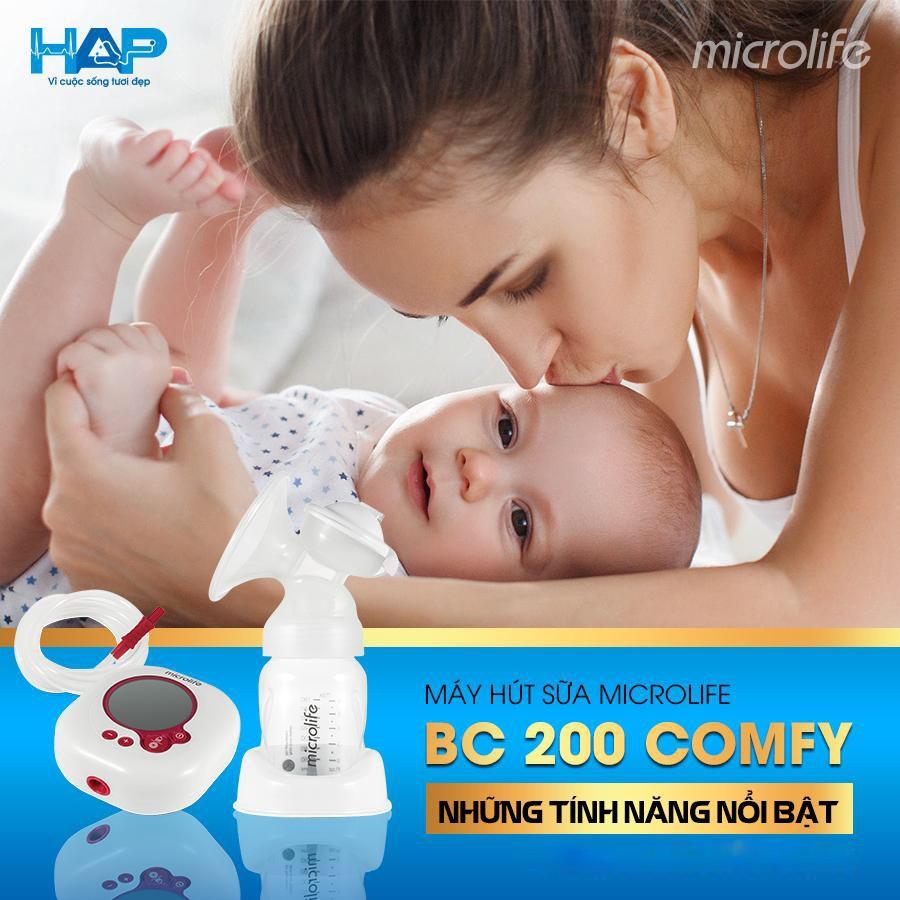 Máy hút sữa điện Microlife BC200 Comfy - Có Chế Độ Kích Thích Và 10 Chế Hút Sữa Tự Động - Thương Hiệu Thụy Sỹ