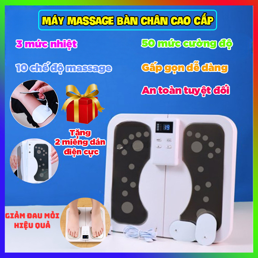 Máy massage chân thông minh - Máy mát xa bàn chân bằng xung điện cao cấp Nhật Bản hồng ngoại 10 chế độ massage, 50 cấp độ hỗ trợ lưu thông tuần hoàn khí huyết, cho mọi lứa tuổi, người đau mỏi, tê bì bàn chân, an toàn khi sử dụng