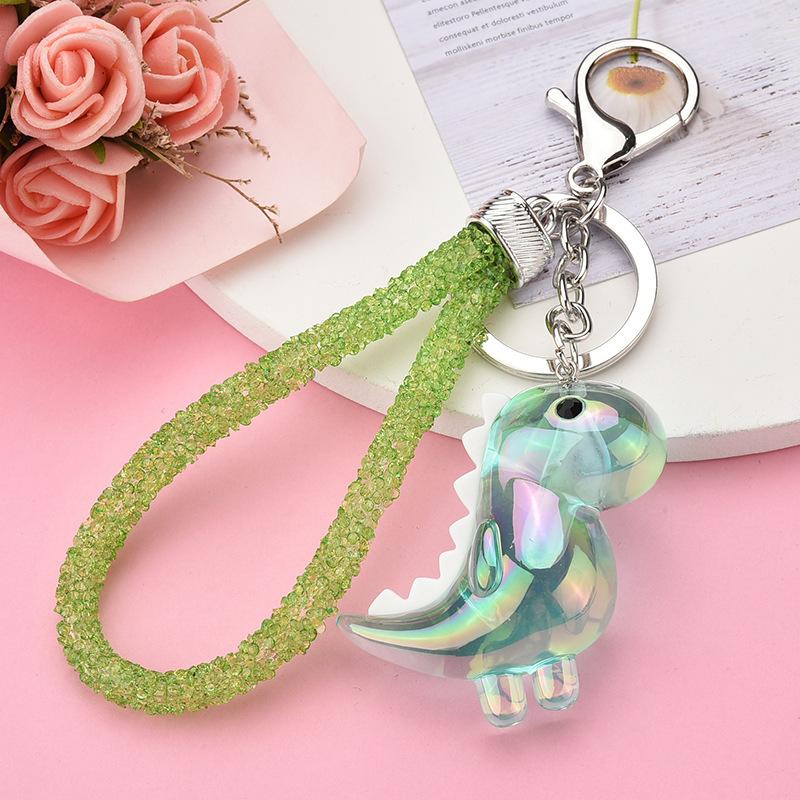 2 mảnh pha lê khủng long móc khóa túi mặt dây chuyền acrylic đầy màu sắc túi học sinh cửa hàng búp bê máy trang trí